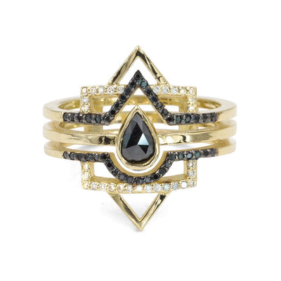 Pear Box Stack - Black Diamonds - Giacomelli Jewelry