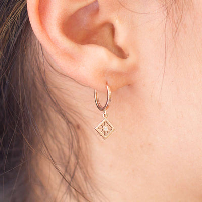 The Star Compass Hoop Huggie Earring