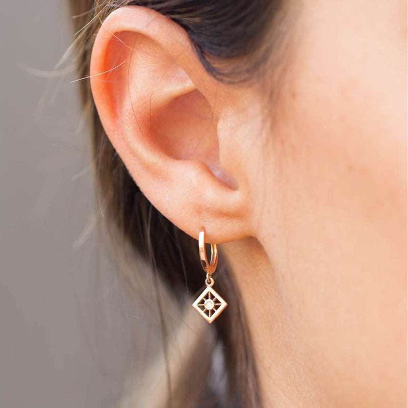 Star Compass Hoop Huggie Earring