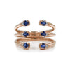 The Ally 14k rosegold diamond ring, blue sapphire, open design.