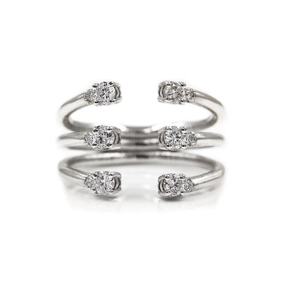 The Ally 14k white gold diamond ring, white sapphire, open design.