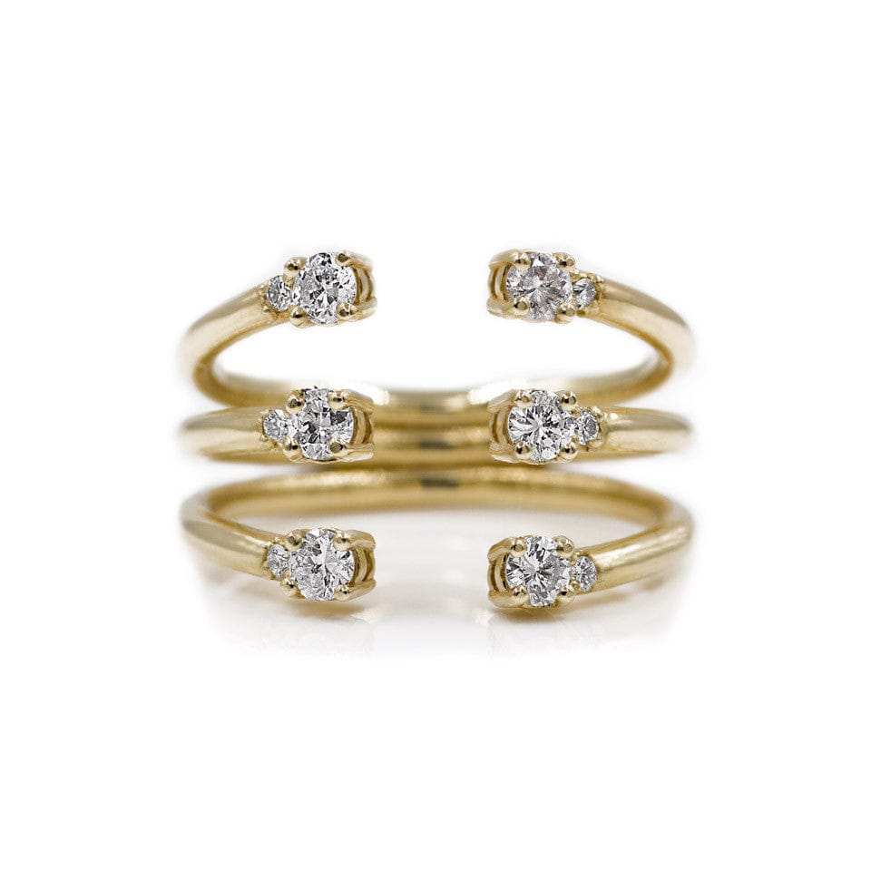 The Ally 14k yellowgold diamond ring, white sapphire, open design.