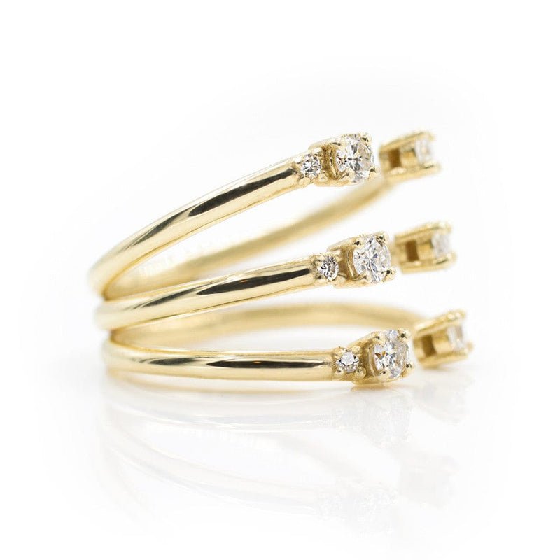 The Ally 14k yellowgold diamond ring, white sapphire, open design.