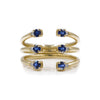 The Ally 14k yellowgold diamond ring, blue sapphire, open design.