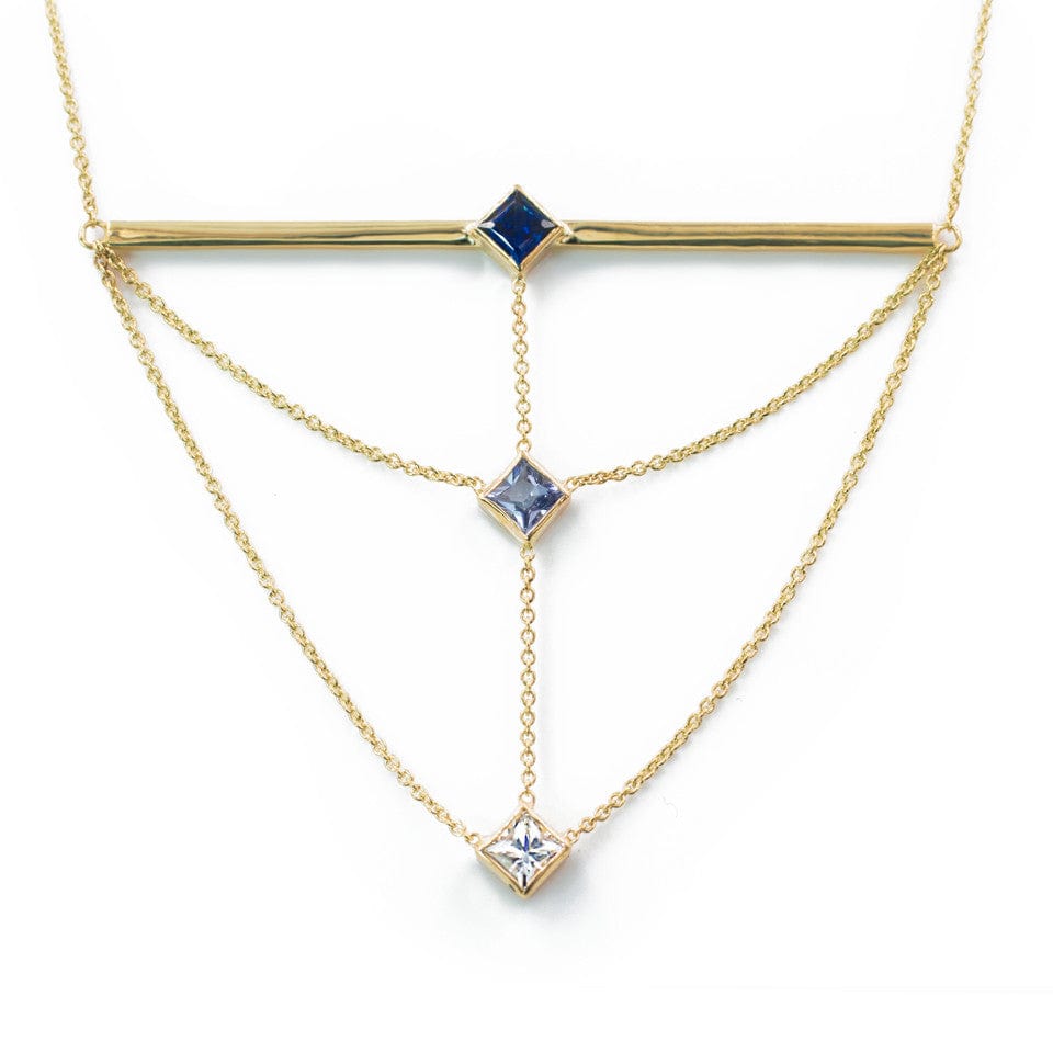 The Corner Stack Necklace - Ombre Sapphires