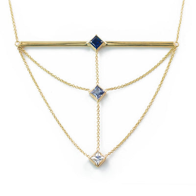 The Corner Stack Necklace - Ombre Sapphires