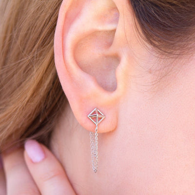 Pyramid Chain Earrings - Giacomelli Jewelry - 3
