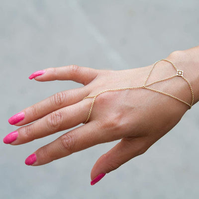 Women Silver Metal Hand Chain Bracelet Connected Ring - Walmart.com